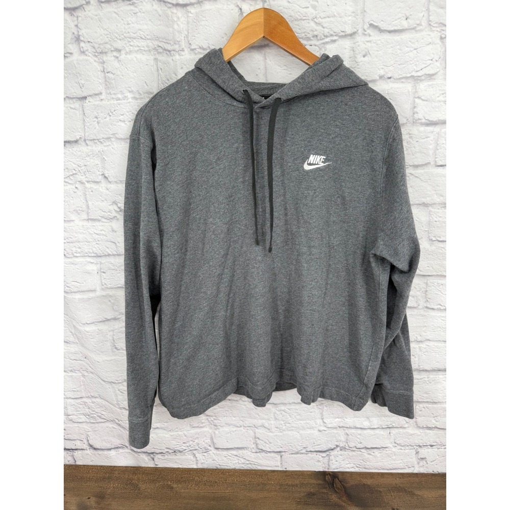 Nike Mens Sportswear Club Lightweight Pullover Hoodie Charcoal Gray Cotton M M